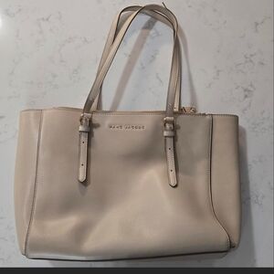 Marc Jacobs Neutral Cream Leather Tote with Dual Straps